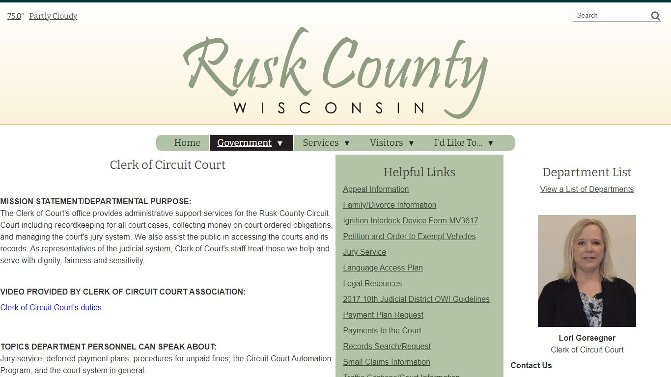 Clerk of Circuit Court - Rusk County, WI