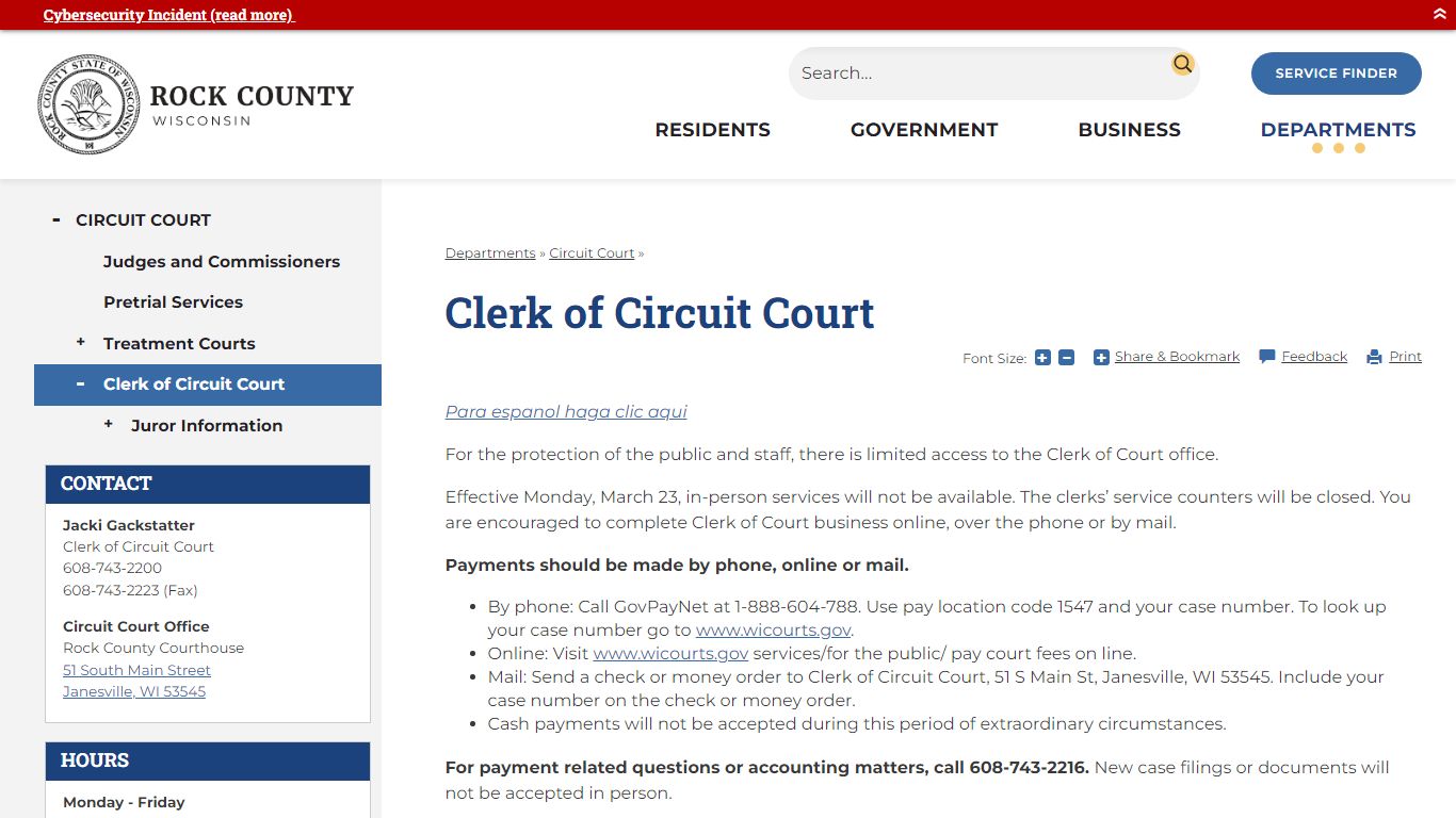 Clerk of Circuit Court | Rock County, WI